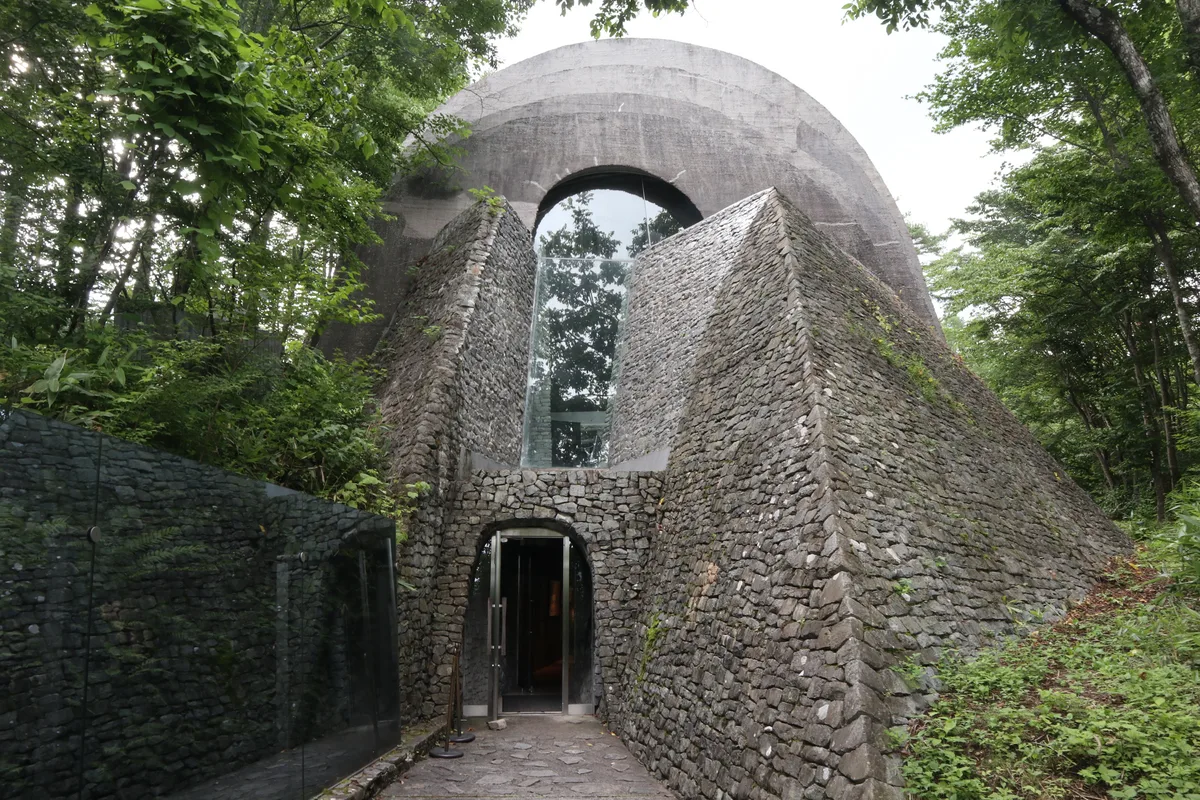 Exterior of Stone Church in Karuizawa.